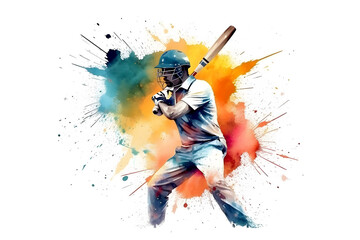 Fototapeta na wymiar Watercolor design of a baseball player - Generative AI