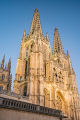 Fototapeta na wymiar Sunset at the Cathedral of Burgos, Spain.