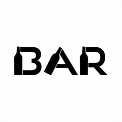 Logo bars. Vector graphics. Beer bottle illustration in word Bar.
