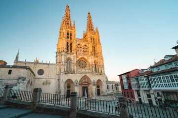 Fototapeta premium Sunset at the Cathedral of Burgos, Spain.