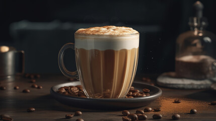 Close-up cup of aromatic coffee. Al generated