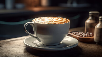 Close-up cup of aromatic coffee. Al generated