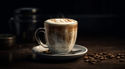 Close-up cup of aromatic coffee. Al generated