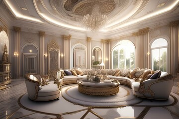 Perfect luxury living room with elegant decor, modern design - generative ai
