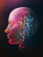 Obraz premium Dark Side of Human Personal Data Processing Modern Textured Illustration Concept