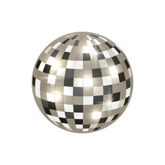 Disco ball isolated illustration. Bright mirrored design of a mirror ball for a dance disco club.