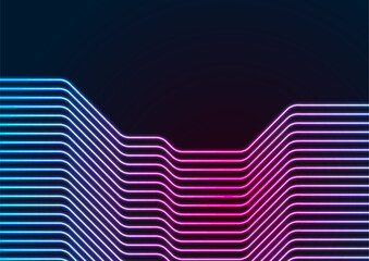 Blue ultraviolet neon laser lines technology background. Vector graphic design