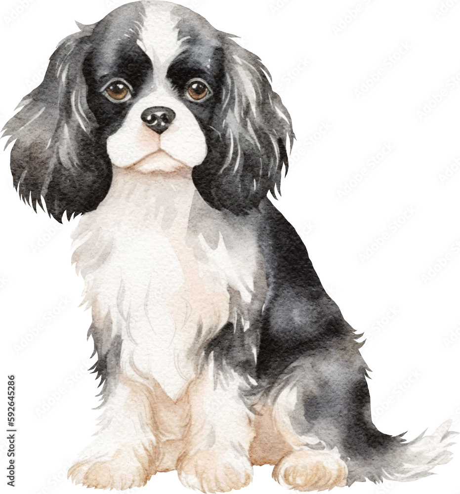 Aufkleber cavalier dog illustration created with generative ai technology