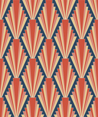 Art Deco Diamonds Geometric Decorative Vector Motifs Elegant Luxury Retro Design Seamless Pattern