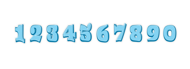 Graffiti Style Numbers Blue Vector Set