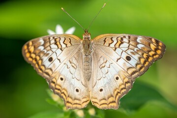 Closeup shot of a white peacock on the blurry background