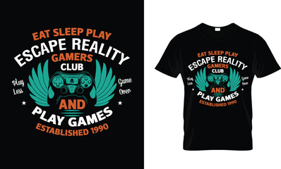 eat sleep play escape reality gamers club and less play game over and play games established 1990