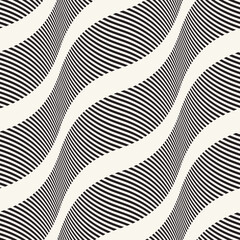 Monochrome Moiré Effect Textured Curved Striped Pattern