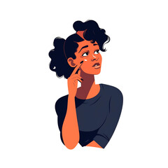 Fototapeta premium black woman thinking gesture cartoon flat 