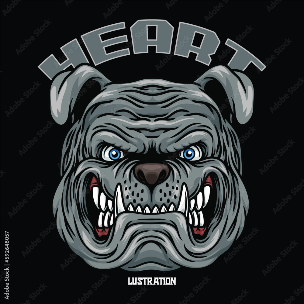 Sticker Bulldog head mascot With Text illustration