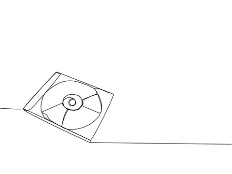 recommend clip art: CD disk, Compact disc one line art. Continuous line drawing of storage, multimedia, shiny, disk, vintage, dvd, pc, memory, disc, compact, record, software, audio, computer, template, digital, 90s
