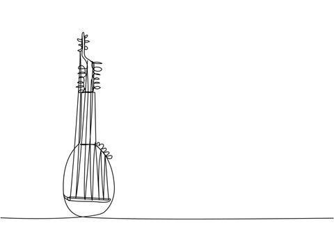 recommend clip art: Torban one line art. Continuous line drawing of music, instrument, folk, musical, ukrainian, culture, acoustic, ethnic, lute, kobza, traditional, mandolin, string