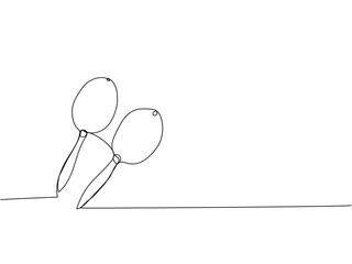 Maracas one line art. Continuous line drawing of musical, traditional, rhythm, pair, wood, melody, drum, latino, shake, maraca, mexican, music, latin, percussion, salsa.