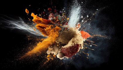 freezing of various spice explosion movement of abstract 