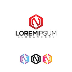 initial letter N modern design colorful template illustration