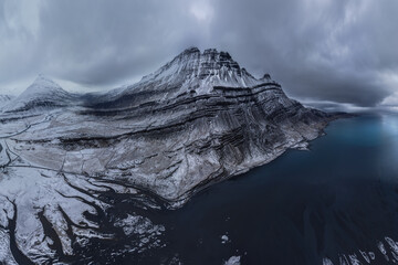 Drone view of sea in mountains
