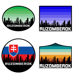 Ruzomberok Skyline Silhouette Slovakia Flag Travel Souvenir Sticker Sunset Background Vector Illustration SVG EPS AI