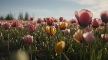 Tulip Field, Generative AI, Illustration
