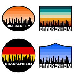 Brackenheim Skyline Silhouette Germany Flag Travel Souvenir Sticker Sunset Background Vector Illustration SVG EPS AI