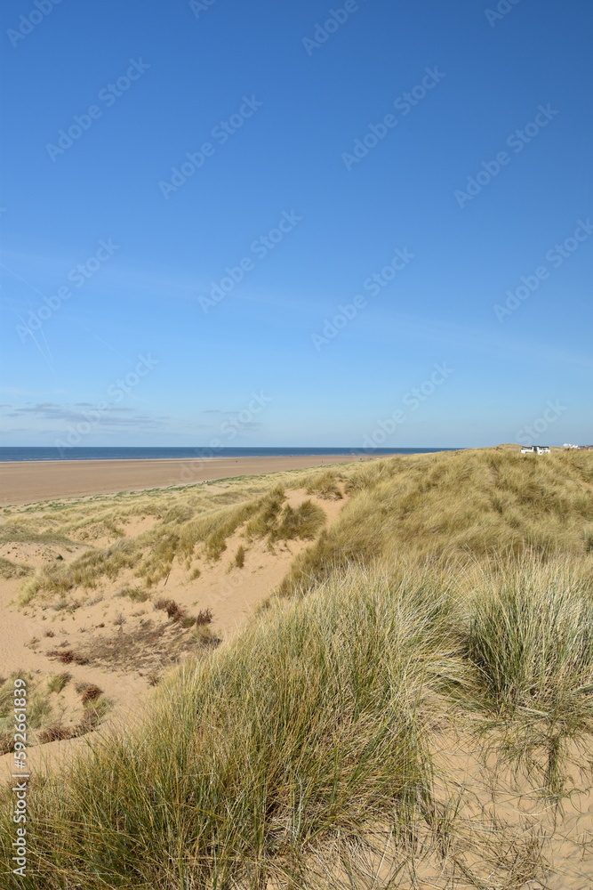 Wall mural Seaside view with golden sand beaches and landmarks. Taken in Lytham Lancashire England. 