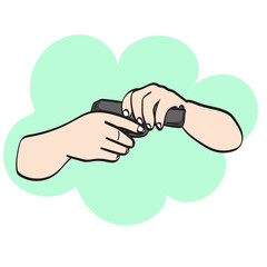 Fototapeta premium closeup hand holding pistol illustration vector hand drawn isolated on white background line art.