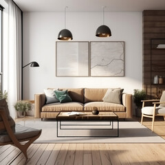 Living room mockup real estate aesthetic, Generative AI