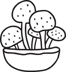 Cute mushroom outline doodle