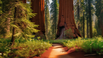 Stunning landscape of the giant sequoia, Generative AI