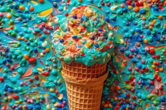 Colourful concept of ice cream candy and colourful sprinkles