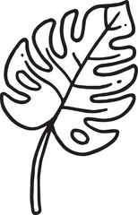 Cute Monstera leaves outline doodle 