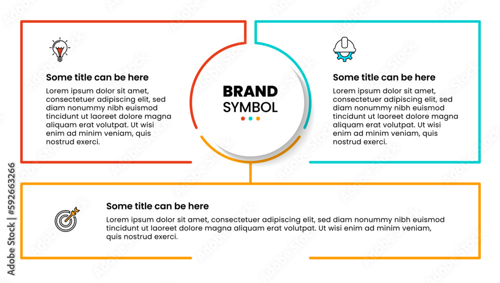 Poster infographic template. 3 frames with icons and text