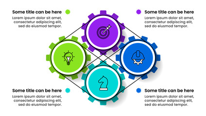 Infographic template. 4 linked gears with icons
