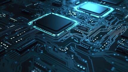 Obraz premium Digital circuit with a monochromatic color scheme and a techy feel created with generative AI technology