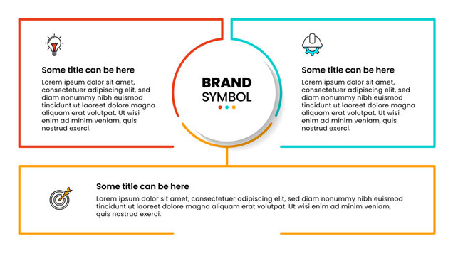 Infographic template. 3 frames with icons and text