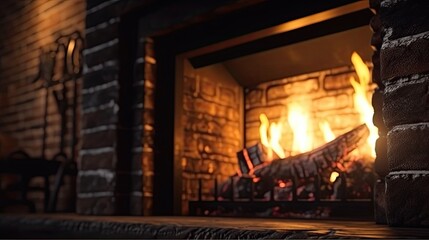 Warmly fireplace to the cozy home where you want to go on a cold winter day. Generative AI Technology 