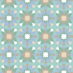 Abstract Floral Geometric Ethnic Shapes Seamless Vector Pattern Quilt Style Lines Trendy Fashion Colors Decorative Design