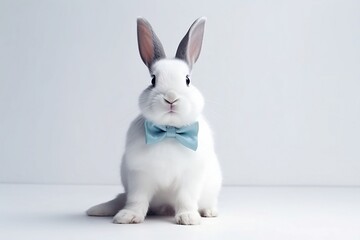 white rabbit on white background