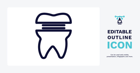 molar crown icon. Thin line molar crown icon from dental health collection. Editable molar crown symbol can be used web and mobile