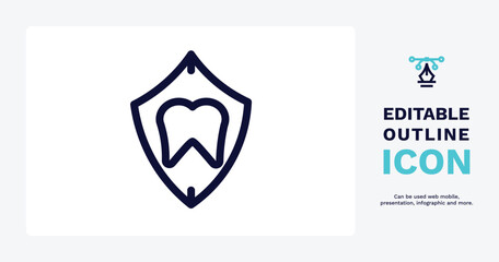 dental protection icon. Thin line dental protection icon from dental health collection. Editable dental protection symbol can be used web and mobile