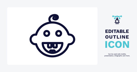 baby dental icon. Thin line baby dental icon from dental health collection. Editable baby dental symbol can be used web and mobile