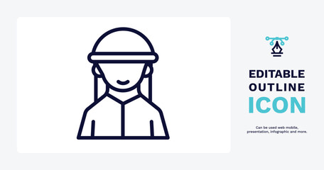 bedouin icon. Thin line bedouin icon from people and relation collection. Outline vector. Editable bedouin symbol can be used web and mobile