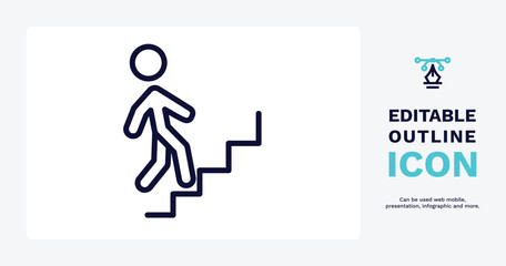 walking downstairs icon. Thin line walking downstairs icon from people and relation collection. Outline vector. Editable walking downstairs symbol can be used web and mobile