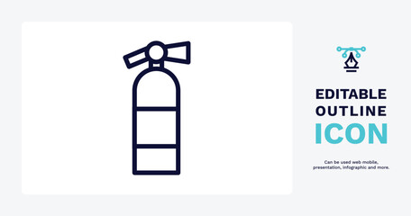 flame extinguisher icon. Thin line flame extinguisher icon from tools and utensils collection. Outline vector. Editable flame extinguisher symbol can be used web and mobile