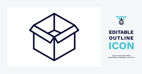 open black box icon. Thin line open black box icon from tools and utensils collection. Outline vector. Editable open black box symbol can be used web and mobile
