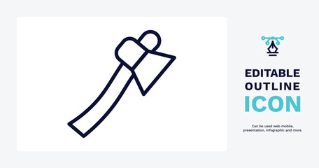 hand axe icon. Thin line hand axe icon from tools and utensils collection. Outline vector. Editable hand axe symbol can be used web and mobile